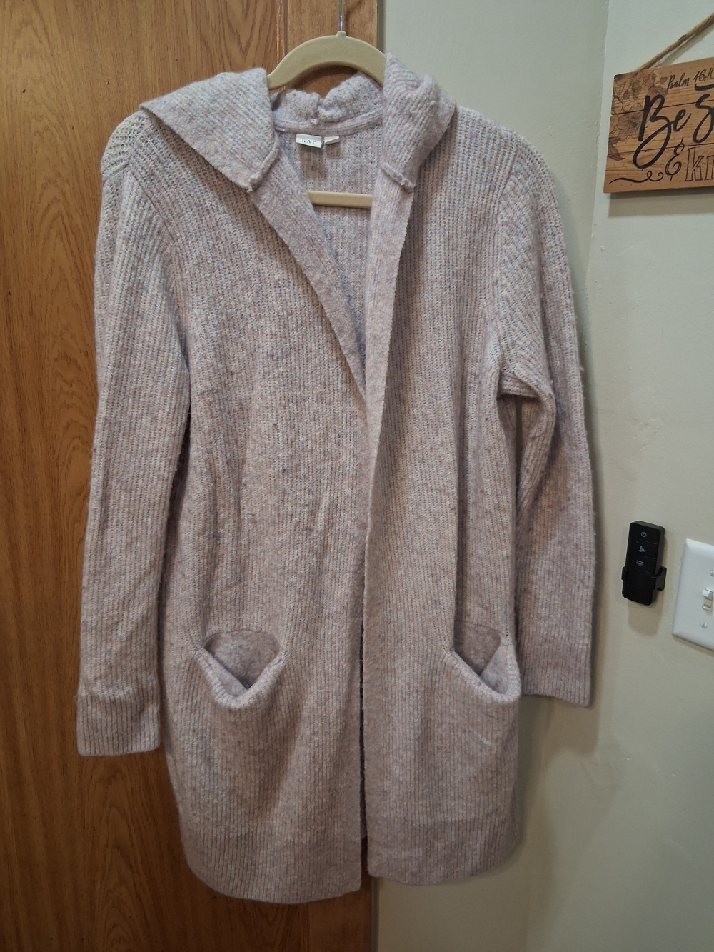 GAP Hooded Open-Front Cardigan - Soft Mauve